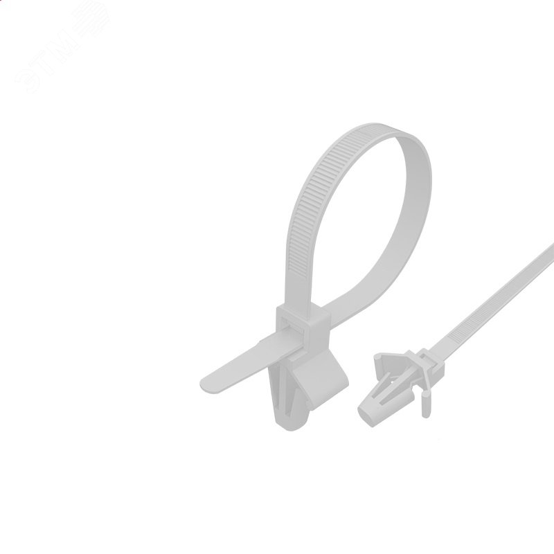 Изображение товара Нейлоновая стяжка с пистоном 100x2,5 мм белая 100 шт REXANT