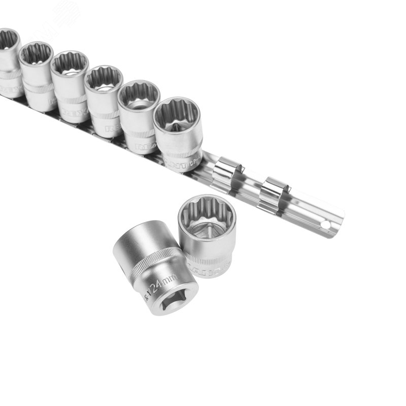 Изображение товара Набор торцевых головок 1/2 12-гранных CrV 10-24 мм REXANT