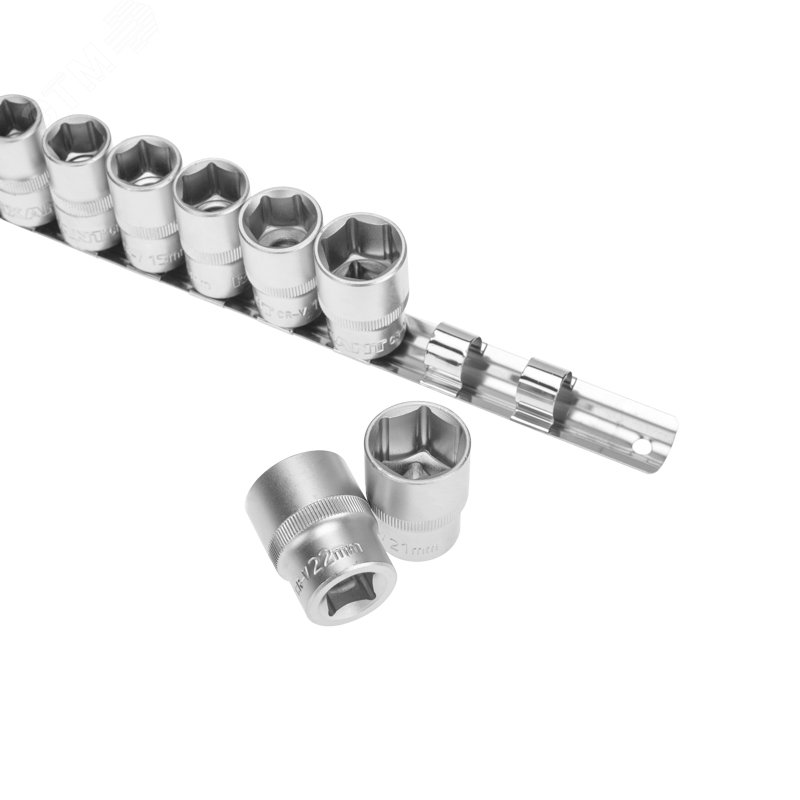 Изображение товара Набор торцевых головок 1/2 10-22 мм CrV REXANT профессиональный