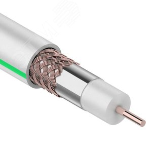 Изображение товара Кабель коаксиальный SAT 703B, 75 Ом, Cu/Al/Cu, 75%, бухта 10 м, белый, REXANT (м)