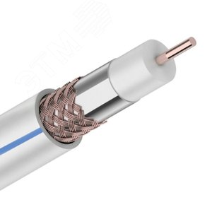 Изображение товара Кабель коаксиальный DG 113, Cu/Al/Cu, 75%, 75 Ом, бухта 100 м, белый, REXANT (м)