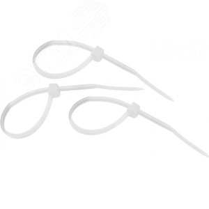 Изображение товара Хомут-стяжкa нeйлонoвая 100x2,5 мм, белая, упаковка 25 шт, REXANT (упак)