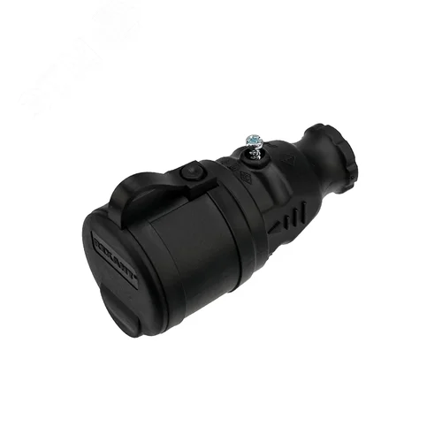 Изображение товара Розетка переносная с защитной крышкой каучук 16А IP44 черная (шт)