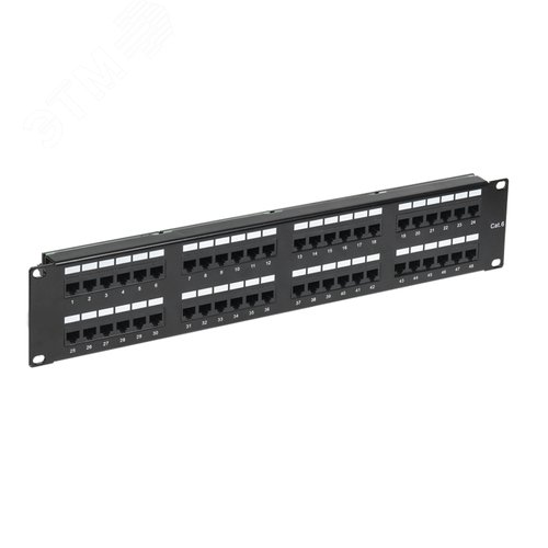 Изображение товара Патч-панель 19' CAT6 2U 48 портов UTP RJ45 Dual IDC с органайзерами (шт)