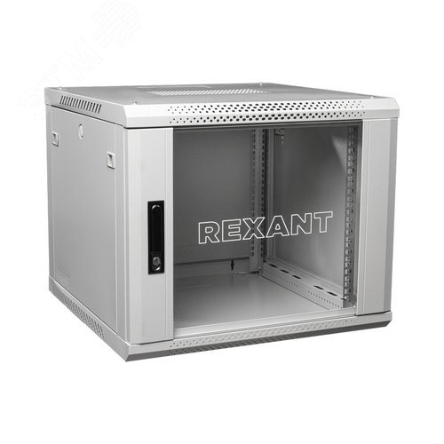 Изображение товара Шкаф настенный телекоммуникационный разборный 6U 600x450мм дверь стекло серый (RAL 7035) (шт)
