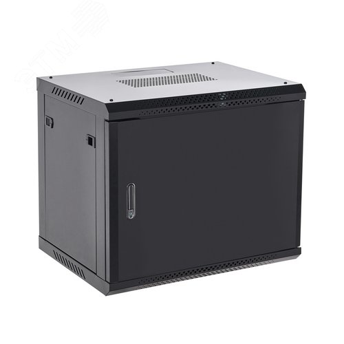 Изображение товара Шкаф настенный телекоммуникационный разборный 9U 550x400 дверь металл черный (RAL 9005) (шт)