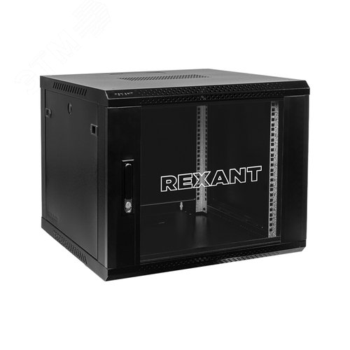 Изображение товара Шкаф настенный телекоммуникационный разборный 12U 600x600мм дверь стекло черный (RAL 9005) (шт)