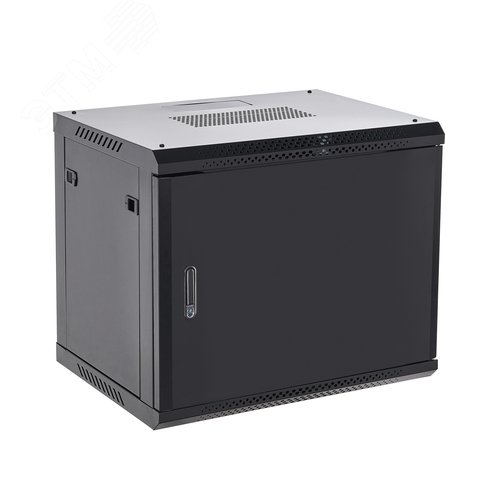 Изображение товара Шкаф настенный телекоммуникационный разборный 12U 600x600 дверь металл черный (RAL 9005) (шт)