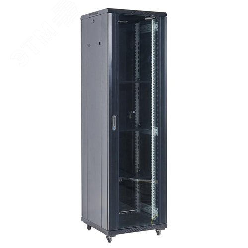 Изображение товара Шкаф напольный телекоммуникационный разборный 22U 600x600x1164мм дверь стекло черный (RAL 9005) (шт)