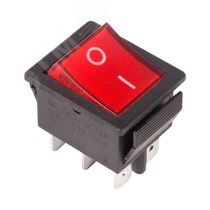 Выключатель клавишный 250V 15А (6с) ON-ON красный с подсветкой (RWB-506, SC-767) (в упак. 1шт.)