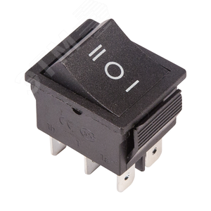 Изображение товара Выключатель клавишный 250V 15А (6c) ON-OFF-ON черный с нейтралью (RDB-508, SC-767) (шт)