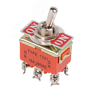 Изображение товара Тумблер 250V 15A (6 c) ON-ON двухполюсный (KN-202) (в упак. 1шт.) (шт)