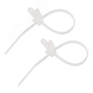 Изображение товара хомут-стяжкa нейлоновая с крепежным пистоном 190x4,8 мм, д3,2 мм, белая, (1уп - 100шт), REXANT (упак)