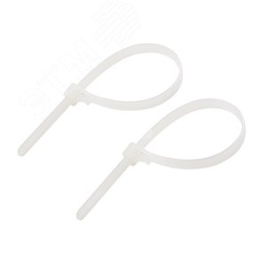 Изображение товара хомут-стяжка нейлоновая многоразовая 200x7,5 мм, белая, (1уп - 100шт), REXANT (упак)