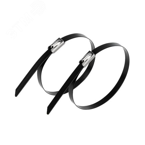 Изображение товара хомут-стяжка стальная с полимерным покрытием 300x4,6 мм, (1уп - 50шт), REXANT (упак)