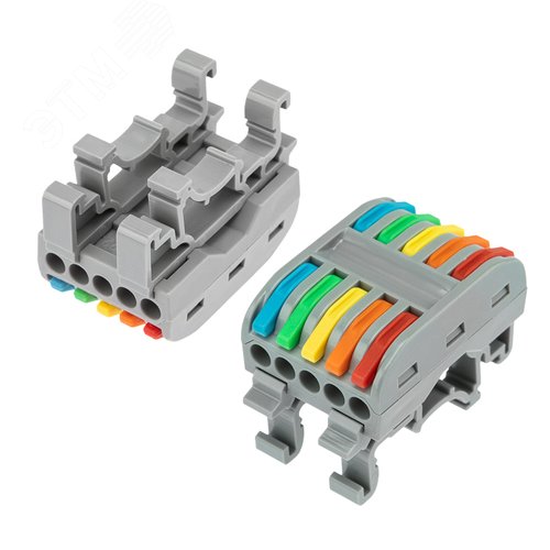 Изображение товара Клемма СМК 222-425D проходная 5-полюсная, с крепл на DIN-рейку (0,08-4 кв мм), REXANT (шт)