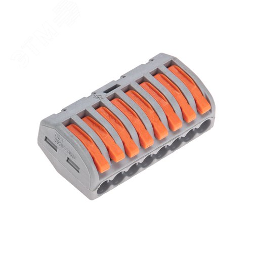 Изображение товара Клемма универсальная СМК 222-418, 8-проводная серая 0,08-2,5/4 мм2 (шт)