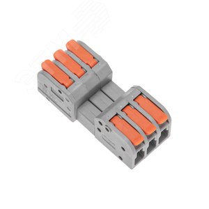 Изображение товара Клемма СМК 222-423R проходная разъемная 3 полюса серая 0,2-2,5/4мм2 (шт)