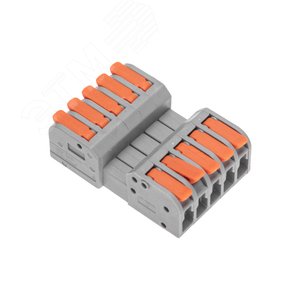 Изображение товара Клемма СМК 222-425R проходная разъемная 5 полюсов серая 0,2-2,5/4 мм2 (шт)
