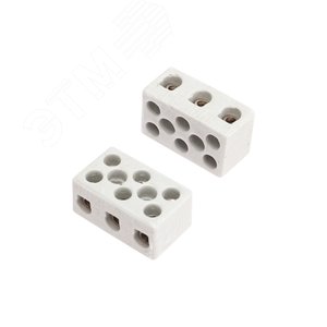 Изображение товара Клемма керамическая винтовая КВ 10 мм2 3 пары контактов с крепежным отверстием, 84 шт (шт)