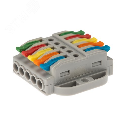 Изображение товара Клемма СМК 222-425P проходная 5 полюсов, с монтажной площад (0,08-4 кв мм) серая, REXANT (шт)