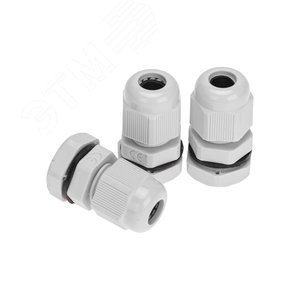 Изображение товара Ввод кабельный PG-7 (3,5-6 мм) серый, комплект (3 шт/уп) (упак)