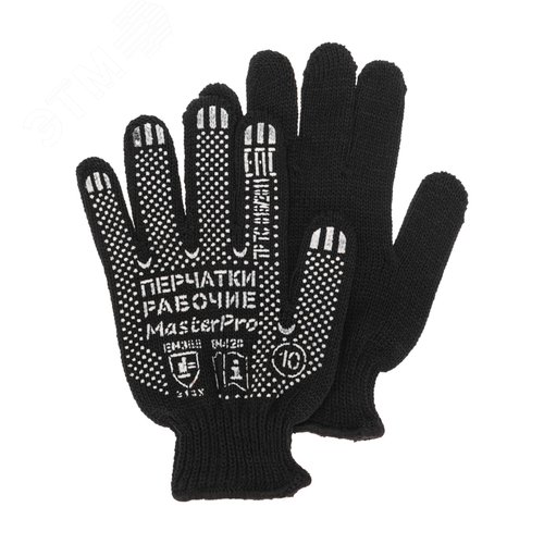 Изображение товара Перчатки полушерстяные с покрытием ПВХ черные 7 нитей, REXANT (пар)