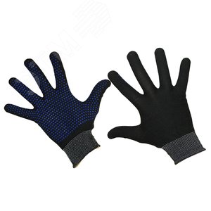 Изображение товара Перчатки нейлоновые ПВХ черные, REXANT (пар)