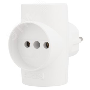 Изображение товара Тройник электрический 10 А без заземления белый (шт)