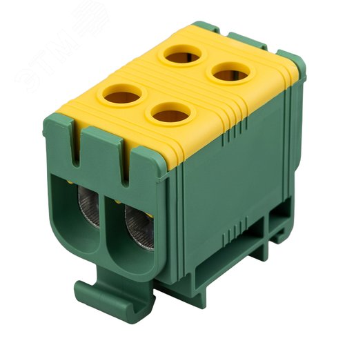 Изображение товара Клемма вводная силовая КВС 6-50мм2 2-рядная желто-зеленая PE распределительная (шт)