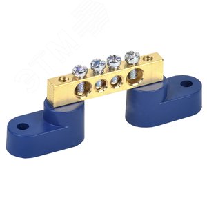 Изображение товара Шина ''N'' нулевая 6х9 мм на двух угловых синих изоляторах 4 группы, REXANT (шт)