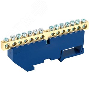 Изображение товара Шина ''N'' нулевая с синим изолятором на DIN-рейку 6x9 мм стойка бол. 14 групп, REXANT (шт)