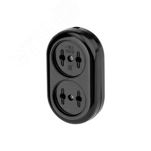 Изображение товара Колодка 2 гнезда карболитовая б/з 16 А, черная (шт)