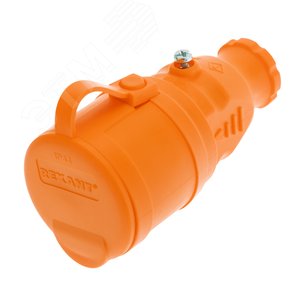 Изображение товара Розетка переносная влагозащищенная с крышкой, с/з, 16 А, IP44, каучук оранжевая, REXANT (шт)