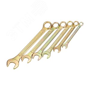 Набор ключей комбинированных (8, 10, 12, 13, 14, 17 мм), (упак - 6 шт.), желтый цинк, REXANT