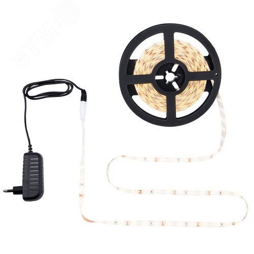 Изображение товара Комплект светодиодной ленты 6Вт/м 12В 3000K IP65 LEDx60/м 5м. с блоком питания (шт)