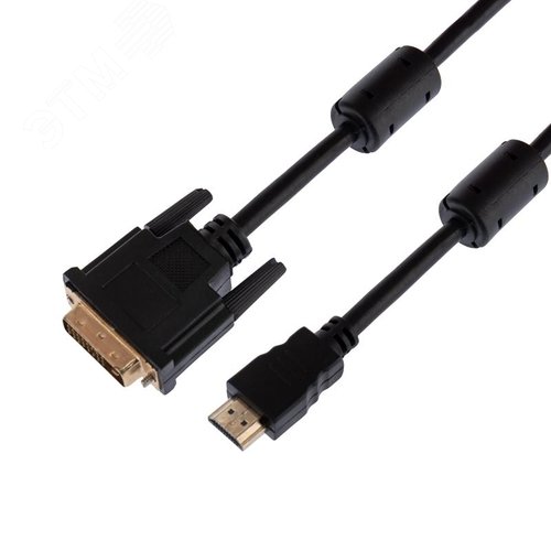 Изображение товара Кабель HDMI - DVI-D с фильтрами, 3 м., черный GOLD (шт)