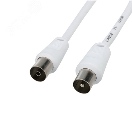 Изображение товара Шнур ТВ гнездо - ТВ штекер, длина 1,5 метра, белый, (шт)