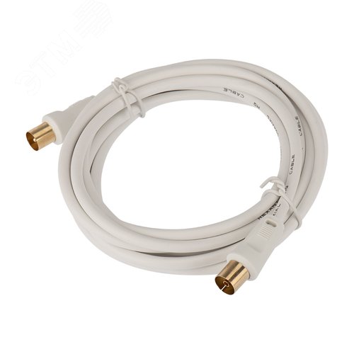 Изображение товара Шнур ТВ гнездо - ТВ штекер, длина 3 метра, белый, (шт)