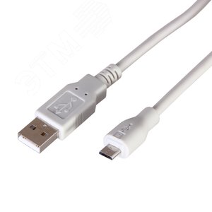 Кабель USB (шт. micro USB - шт. USB A) 3 метра, серый, 18-1166,