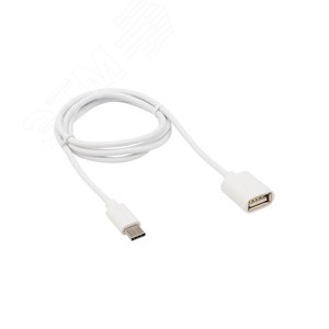 Кабель OTG Type C на USB, 2,4A, PVC, white, 1m, 18-1180,