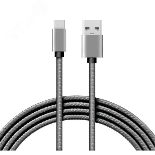 Изображение товара Кабель USB-Type-C, 3A, nylon, grafit, 1m, 18-1896, (шт)
