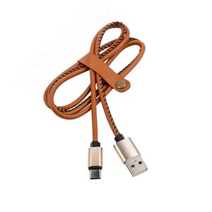 Кабель USB-Type-C, 2A, leather, brown, 1mУстройство зарядное, 18-1897,