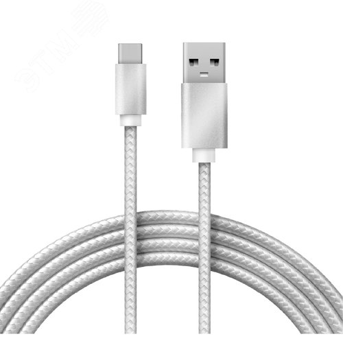Изображение товара Кабель USB-Type-C, 2A, nylon, silver, 1m, 18-1899, (шт)