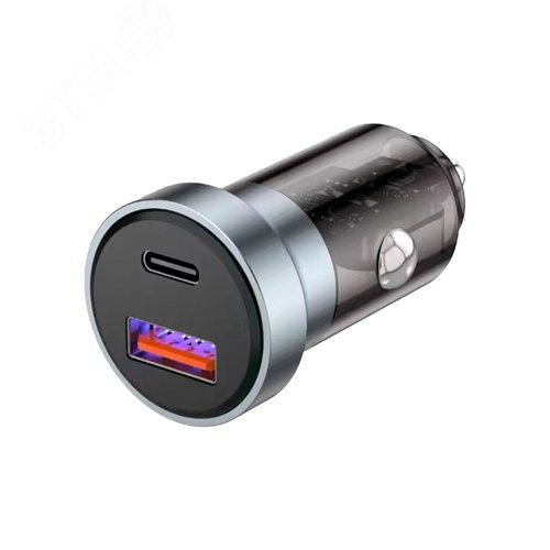 Изображение товара Зарядное устройство автомобильное c двумя портами USB-A + USB-A c LED-подсветкой 20Вт (шт)