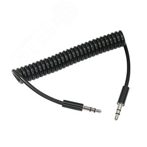 Аудио кабель AUX 3.5 мм шнур спираль 1M черный,