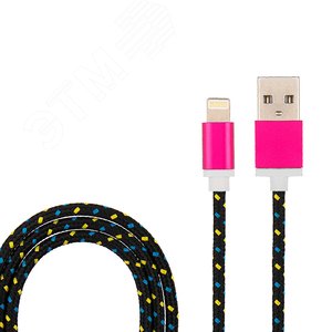 Кабель USB-Lightning для iPhone, nylon, black-blue-yellow, 1mУстройство зарядное, 18-4245,