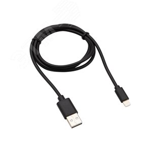 Кабель USB-Lightning 2 А, 1 м, черный ПВХ, 18-7050,