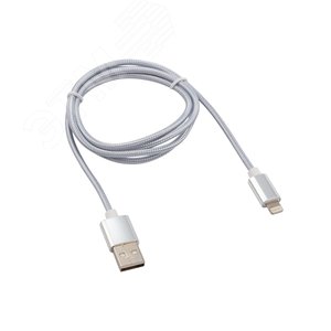 Кабель USB-Lightning 1 м, серебристая нейлоновая оплетка, 18-7051,