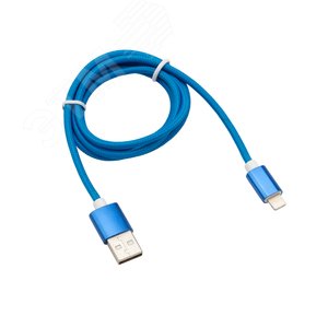 Кабель USB-Lightning 1 м, синяя нейлоновая оплетка, 18-7052,